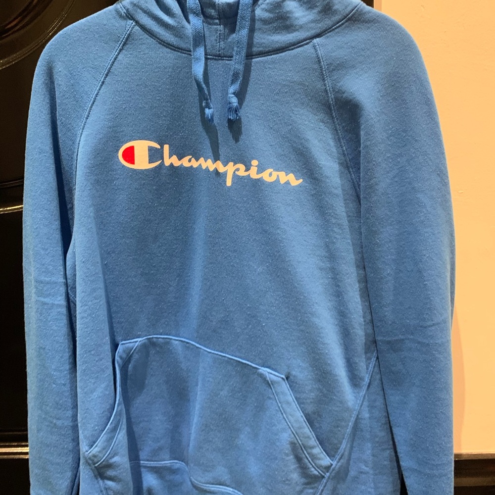 blue champion hoodie